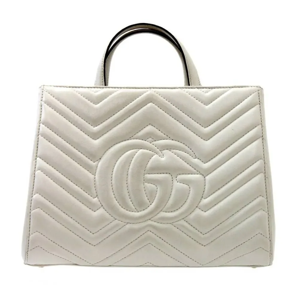 Gucci GG Marmont 2WAY Shoulder Bag Handbag Off-White KS AB Rank